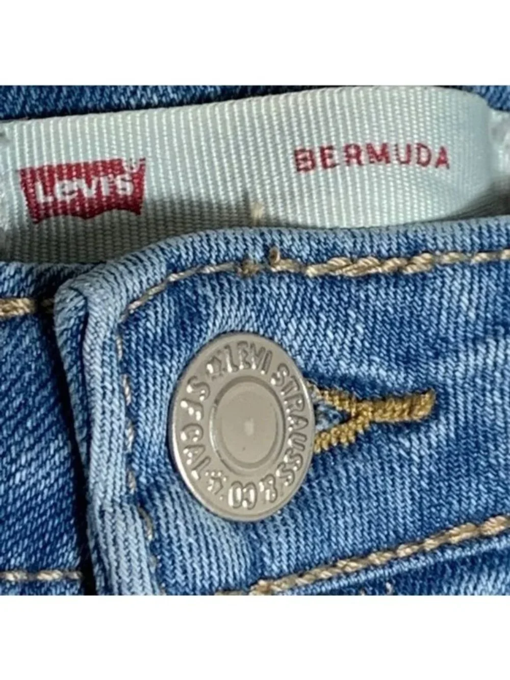 Levi's Girls Bermuda Denim Shorts Size 12 Blue Distressed Raw Hem
